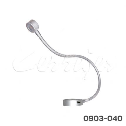 Luminario para lectura con puerto USB, 12VCD-10W, L=580mm, encendido y atenuador de contacto, Gris