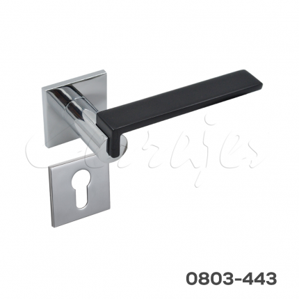 Manija Modelo Horizonte Zamak Cromo-Negro mate para mecanismo magnético rosetón cuadrado de 5mm