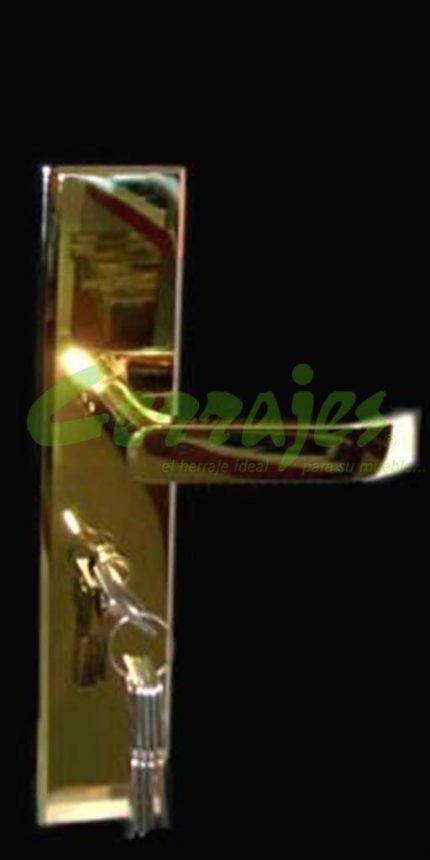 CERRADURA CON MANIJA Y CILINDRO MECANISMO A - LATON BRILLANTE