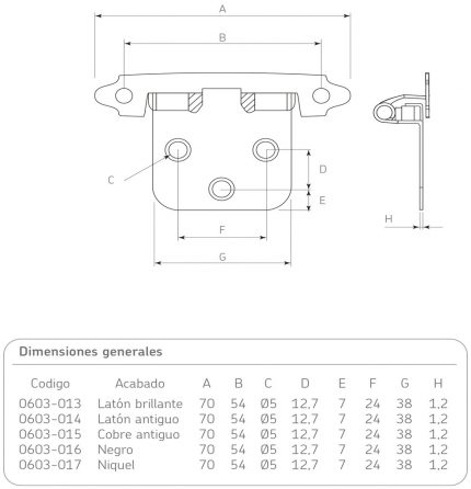 Bisagra americana L' niquel con tornillos