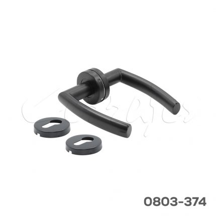 Manija Modelo "Nahla" base y cubre-cilindro redondo Ø=53 mm, Acero inoxidable Negro mate