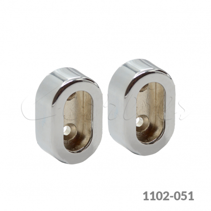 Par de soportes para tubo oval con tapa cromada con empaque
