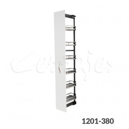 Extraíble columna 300 mm 6 canastillas H=1910-2210 mm Gris plata melamínico, antideslizante gris