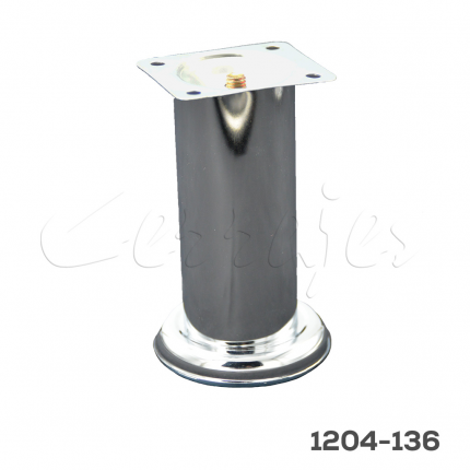 Pata para mueble Cerrajes H=120mm Ø=45mm acero Cromada 60Kg sin nivelación, con placa 62x52mm