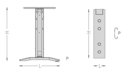 Base idra con forro centrada h 695 mm aluminio