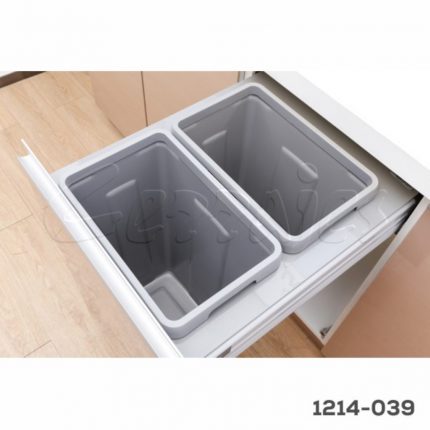 Bote doble p/basura Cerrajes "Cargo-Trash" W=450mm Gris 54L corredera "Stetik" c/cierre suave