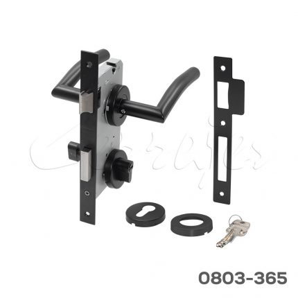 Manija de recamara, Mod."Donati" mecanismo 85x55mm cilindro llave/mariposa,llave estándar,Negro Mate