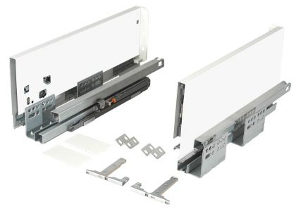 Corredera doble pared Cerrajes "Stetik Slim"  H=126mm L=500mm epóxica blanca cierre suave