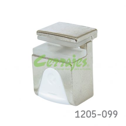 Ménsula p/entrepaño de cristal Italiana Ferramenta "Kubic" Ø=5mm Zamak Niquelado Capacidad 20Kg