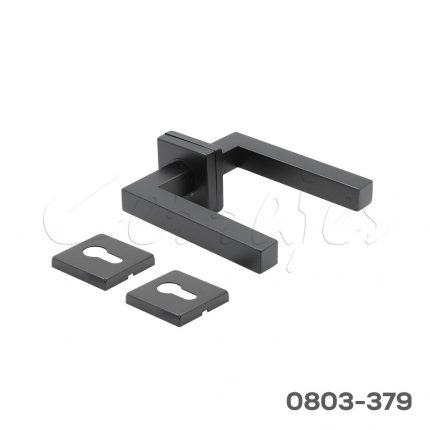 Manija Modelo "Boreal" base y cubre-cilindro cuadrado 53 mm, Acero inoxidable Negro mate