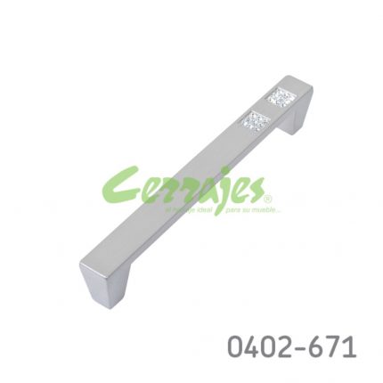 Jaladera barra con cristal sw Zamak cc 128 mm L=142 mm 4530 Z22 Niquel cepillado Tornillo M4x25mm