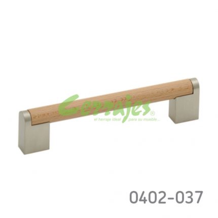 Jaladera Zamak cc 128 mm L=156 mm 4190 Z53 Acabado metálico con madera Tornillo M4Xx48mm