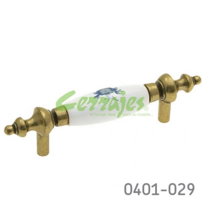 Jaladera Zamak / Cerámica cc 76 mm L=122 mm 5013 Z58 Metálico / Cerámica grabada Tornillo #8 - 32X1"