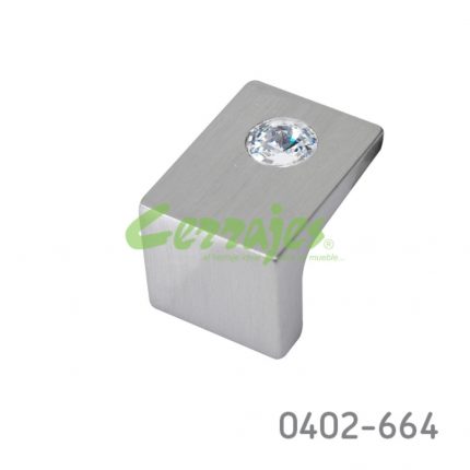 Jaladera cuadrada con cristal sw Zamak L=32 mm 4523 Z22 Niquel cepillado Tornillo M4x25mm