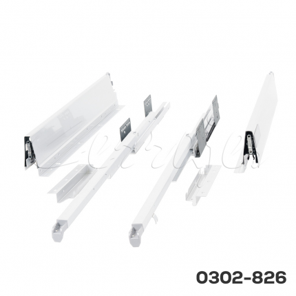 Corredera cajón cacerolero Cerrajes "Stetik" L=500mm blanca 50kg Cierre suave riel rectangular