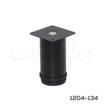 Pata para mueble Cerrajes H=100mm Ø=50mm acero epóxico Negro mate nivelador +15mm con placa 65x65mm