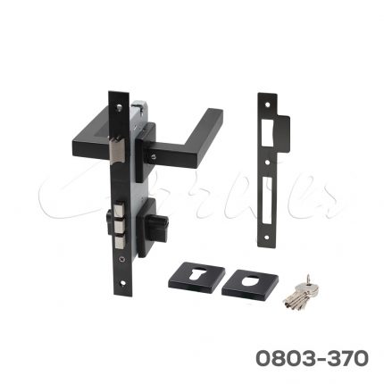 Manija de entrada, Mod."Capella" mecanismo 85x60mm, 3 bulones, cilindro, llave de puntos, Negro mate