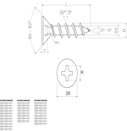 Tornillo para unión de madera cabeza plana "Sinker" #10 x4" (101,6 mm) PH2 Negro con punta