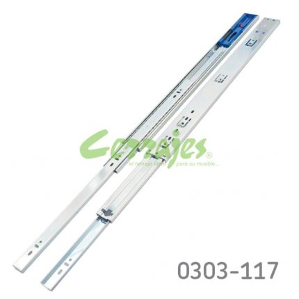 Corredera de baleros Cerrajes  L=550mm Zincada Extensión total Cierre suave