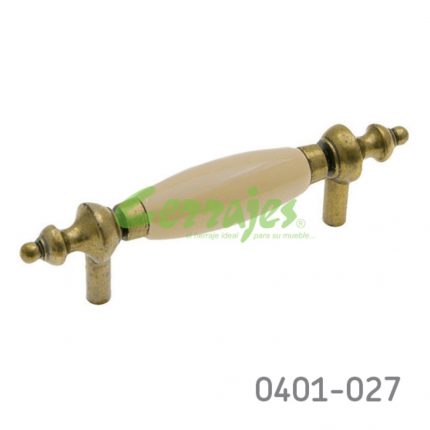 Jaladera Zamak/Cerámica cc 76 mm L=122 mm 5011 Z50 Acabado metálico con cerámica Tornillo #8 - 32X1"