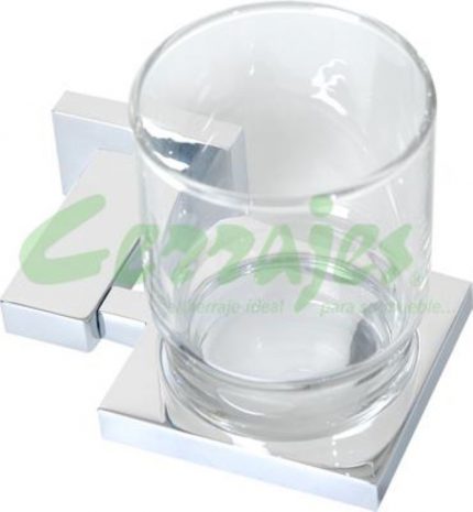 Cepillero base rectangular con  vaso de cristal l cr