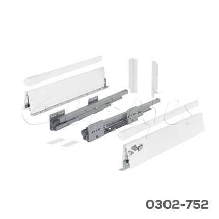 Corredera cajón cacerolero doble pared Cerrajes "Stetik"L=500mm blanca Cierre suave riel rectangular