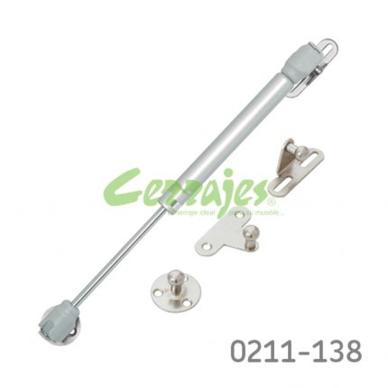 Pistón de gas para gabinete con enganches Cerrajes L=247mm Plata 120N