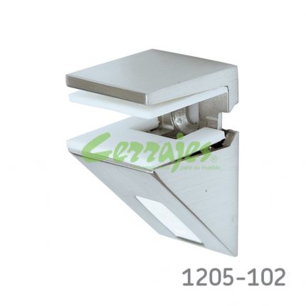 Ménsula p/repisa de cristal Italiana Ferramenta "Kalabrone Mini" esp.5-10mm entrepaño 150mm Cap:6Kg