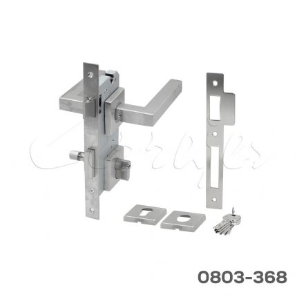 Manija de recamara, Mod."Capella" mecanismo 85x55mm, cilindro llave/mariposa,llave estándar,Satinado