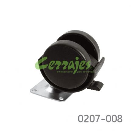 Rodaja plástica con  placa 42x42 mm d 50 mm con freno