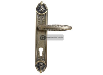 CERRADURA CON MANIJA Y CILINDRO MECANISMO C - CUERO BRONCE