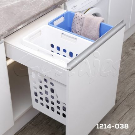Cesto doble p/ropa blanca/color Cerrajes "Laundry-Combo" W=600mm 70L corredera Ritma c/cierre suave