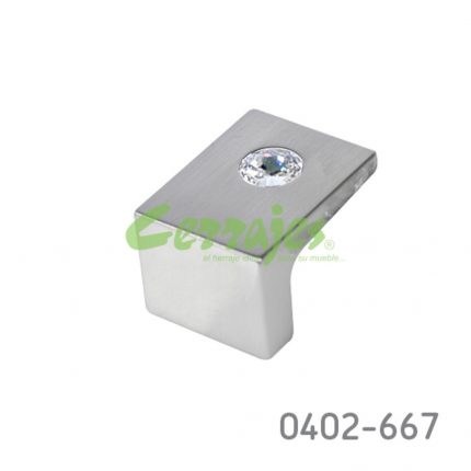 Jaladera cuadrada con cristal sw Zamak L=38 mm 4526 Z22 Niquel cepillado Tornillo M4x25mm