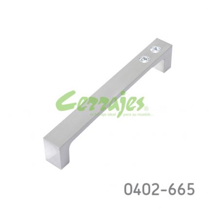 Jaladera barra con cristal sw Zamak cc 128 mm L=138 mm 4524 Z22 Niquel cepillado Tornillo M4x25mm