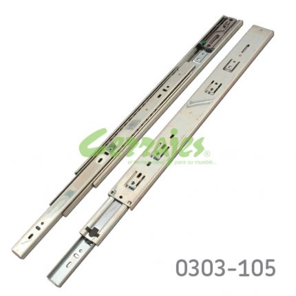 Corredera de baleros Cerrajes L=450mm Zincada Extensión total Apertura automática (Push)