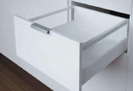 Cajón cacerolero Cerrajes "Ritma Cube" L=500mm blanco RAL9010 Extensión total cierre suave