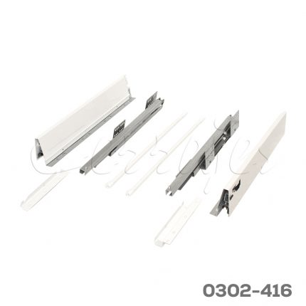 Corredera cajón cacerolero doble pared enganche rápido Cerrajes "Stetik" H=204mm L=500mm blanca