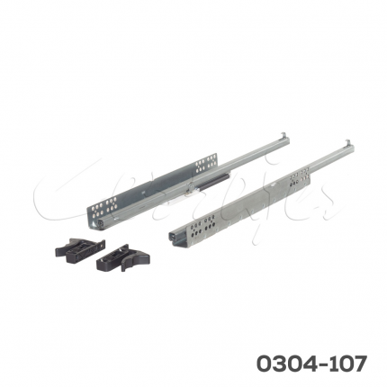 Corredera bajo montaje fijación con soporte Cerrajes "Okulta" L=400mm Zincada Ext.3/4 Cierre suave