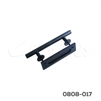 Jaladera redonda para puerta corrediza tipo caballeriza L=300mm Negra