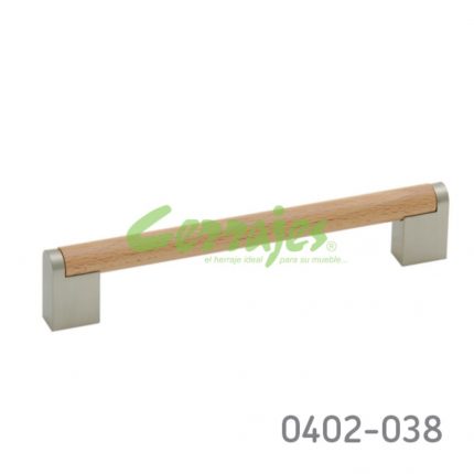 Jaladera Zamak cc 160 mm L=188 mm 4191 Z53 Acabado metálico con madera Tornillo M4Xx48mm
