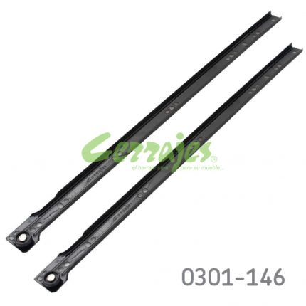 Corredera Cerrajes "Eco" L=600mm pintura epóxica Negra Extensión parcial