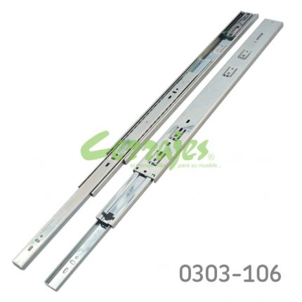 Corredera de baleros Cerrajes L=500mm Zincada Extensión total Apertura automática (Push)