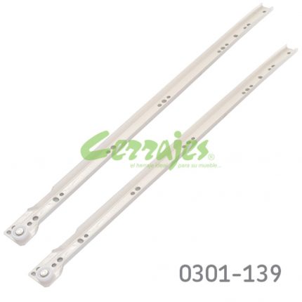 Corredera Cerrajes "Eco" L=600mm pintura epóxica blanca Extensión parcial