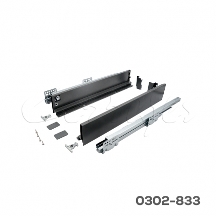 Corredera doble pared Cerrajes "Stetik Slim 2.0" H=84mm L=500mm, Gris Antracita, cierre suave