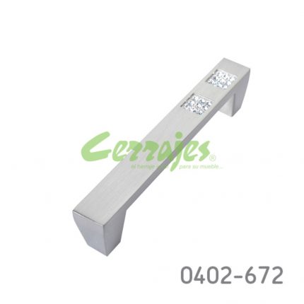 Jaladera barra con cristal sw Zamak cc 96 mm L=110 mm 4531 Z22 Niquel cepillado Tornillo M4x25mm