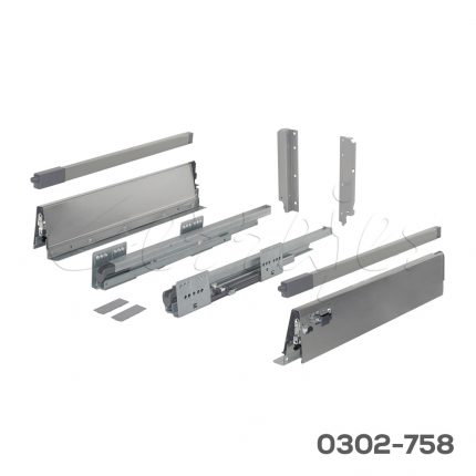 Corredera doble pared enganche rápido  Cerrajes "Stetik" H=204mm L=450mm epóxica plata Cierre suave