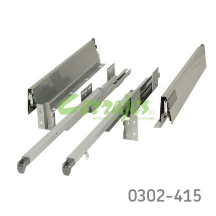 Corredera cajón cubertero doble pared enganche rápido Cerrajes "Stetik" H=86mm L=500mm epóxica plata