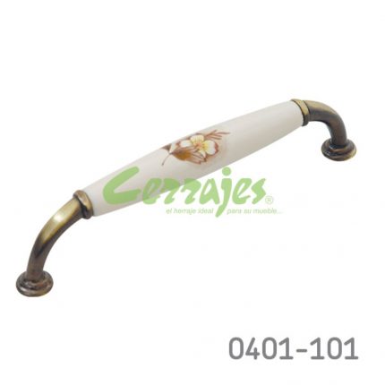 Jaladera Zamak / Cerámica cc 128 mm L=143 mm 5080 Z58 Metálico / Cerámica grabada Tornillo M4x25mm