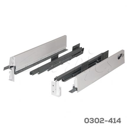 Corredera cajón cubertero doble pared enganche rápido Cerrajes "Stetik" H=86mm L=500mm epóxi blanca