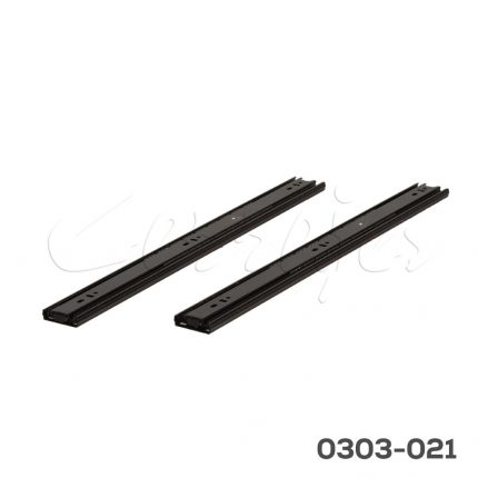 Corredera de baleros Cerrajes Reforzada L=350mm Electrólisis Negra Extensión total Espesor 1,2mm